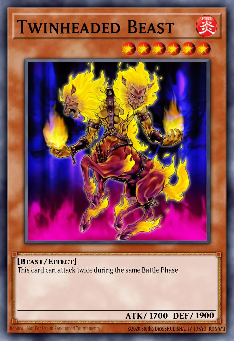 Twinheaded Beast · Yu-Gi-Oh! Destiny Board Traveler promotional cards 82035781/3