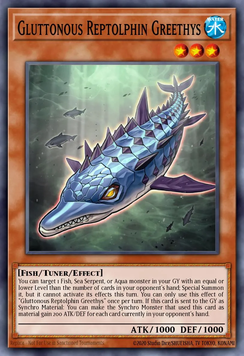 Gluttonous Reptolphin Greethys · Phantom Rage Premiere! promotional card 8576764/1