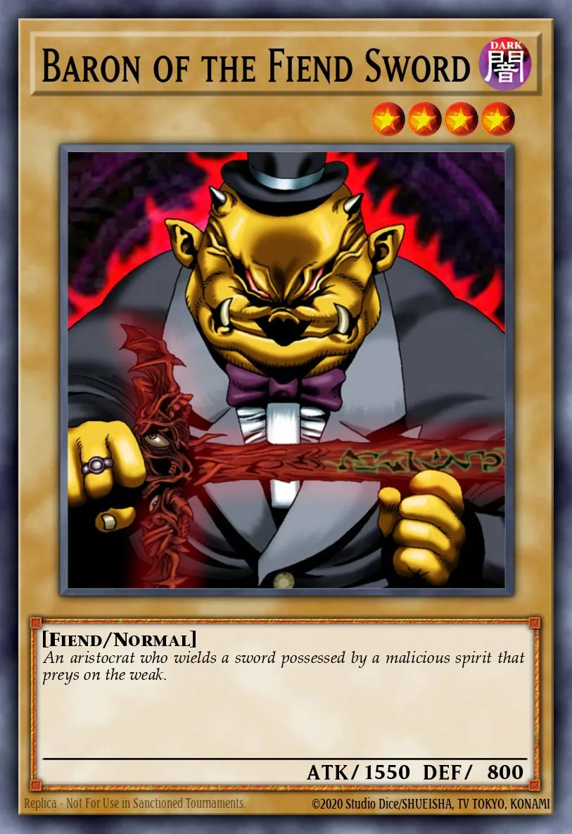 Baron of the Fiend Sword · Summoned Skull Sample promotional card 86325596/1