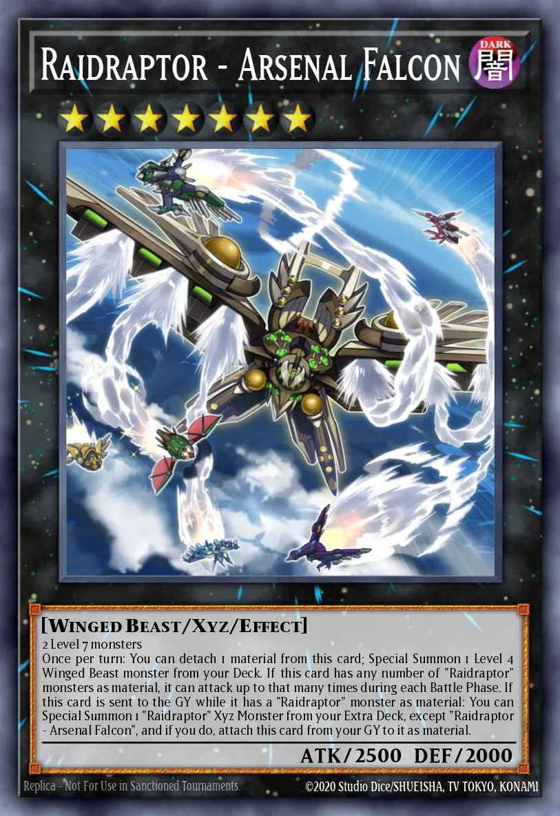 Raidraptor - Arsenal Falcon · Rise of the Duelist Premiere! promotional card 96157835/1